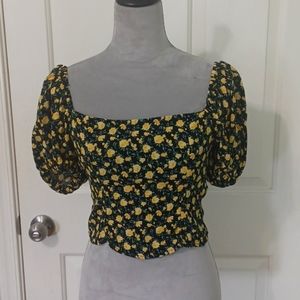 Yellow black green medium FOREVER 21 crop top